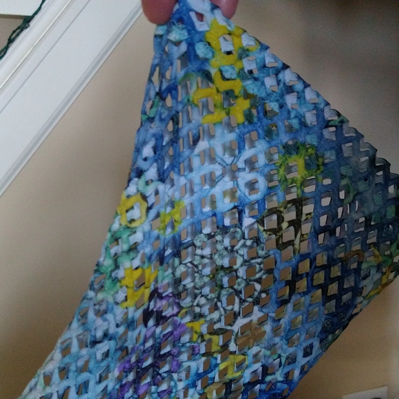 Fashque Studio Scoop Neck Cobalt Blue Tunic Size 1X with 3/4 Lattice Sleeves - Picture 4 of 4